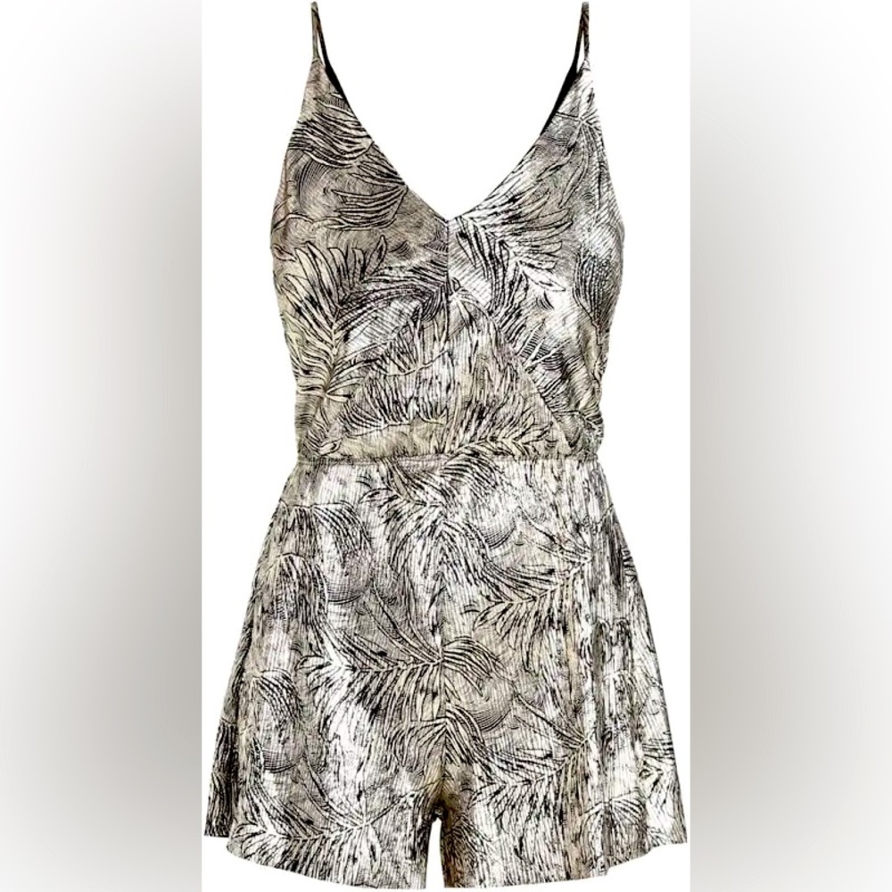 TopShop Gold Leaf Plisse Romper US SIZE 6